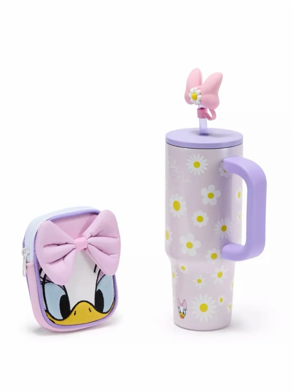 New 2026 Disney Daisy Duck 30oz Stainless Steel Travel Tumbler Straw & Zip Case